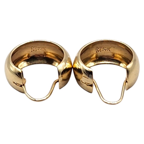 14 Karat Yellow Gold Wide Hoop Earrings #20448 - Picture 5 of 7